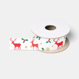 Rood en Wit Kersthert 1,5 Inch Lint