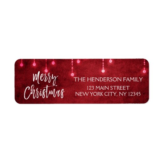 Rood en Wit Kerstmis Script Vakantie Etiket (Voorkant)
