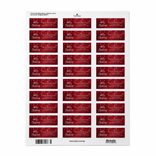 Rood en Wit Kerstmis Script Vakantie Etiket (Full Sheet)