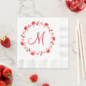 Rood en wit kerstpapier Napkin Monogram Servetten (Insitu)