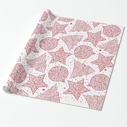Rood en wit kerstpatroon — Gift Wrap Cadeaupapier (Uitgerold)