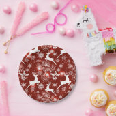 Rood en wit kerstpatroon met rendieren papieren bordje (Feest)