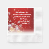 Rood en wit kerstservet - Matthew 1:21 Script Servet (Voorkant)