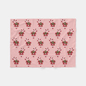 Rood en wit kerstsnoeppatroon op roze fleece deken (Voorkant (Horizontaal))