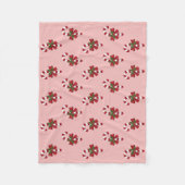 Rood en wit kerstsnoeppatroon op roze fleece deken (Voorkant)