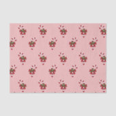 Rood en wit kerstsnoeppatroon op roze tissuepapier (Voorkant)