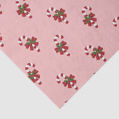 Rood en wit kerstsnoeppatroon op roze tissuepapier (Detail)