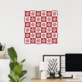 Rood en wit kerstsnowflake patroon poster (Thuiskantoor)