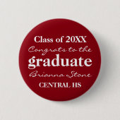 Rood en wit klasse van 2017 Afstuderen Button (Voorkant)
