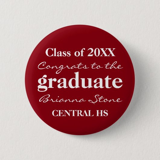 Rood en wit klasse van 2017 Afstuderen Button (Voorkant)