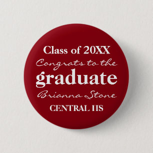 Rood en wit klasse van 2017 Afstuderen Button