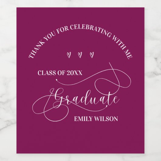 Rood en Wit Klasse van 2025 Bedankt Afstuderen Wijn Etiket (Enkel label)