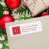 Rood en Wit Klassiek Vierkant Monogram Etiket