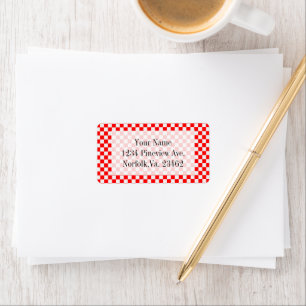 Rood en wit Klassieke Checkerboard door STaylor Etiket