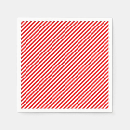 Rood en Wit Klein Grootte Diagonaal Streepjesdocum Servet (Voorkant)