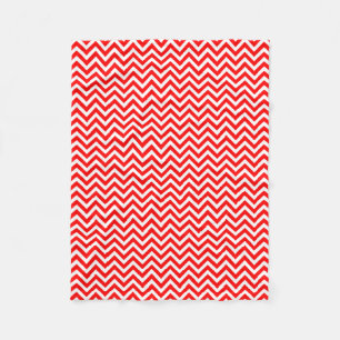 Rood en Wit Kleine Grootte Horizontale Chevron Fleece Deken