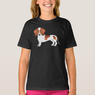 Rood en wit kort haar dashond hondenontwerp t-shirt