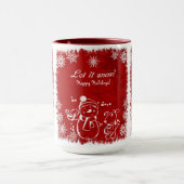 Rood en wit krijt sneeuwen mok (Midden)