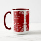 Rood en wit krijt sneeuwen mok (Links)