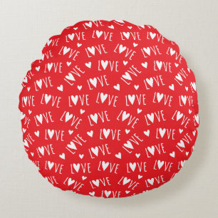 Rood en Wit LIEFDE Schrift Rond Kussen