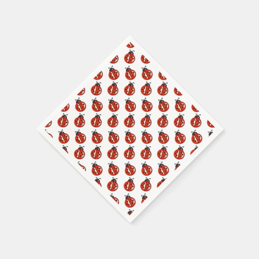 Rood en wit lieveheersbeestjes papieren servetten (Hoek)