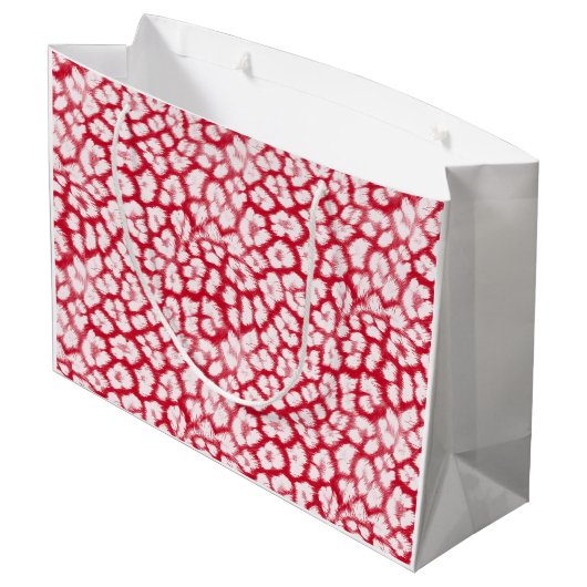 Rood en wit luipaardprint groot cadeauzakje (Achterkant Gekanteld)