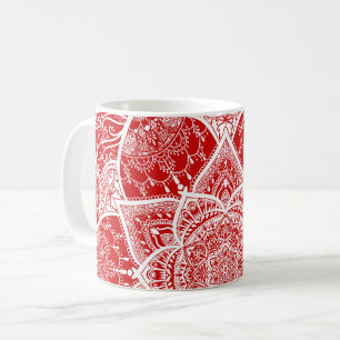 Rood en wit Mandala - Loergann in Cherry Koffiemok