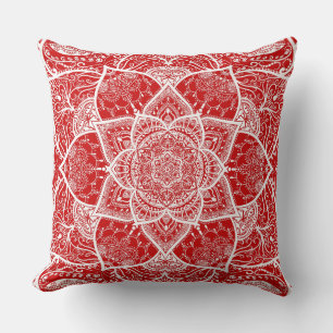 Rood en wit Mandala - Loergann in Cherry Kussen