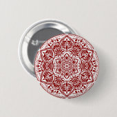 Rood en wit Mandala - Loergann in frambozen Ronde Button 5,7 Cm (Voorkant /achterkant)