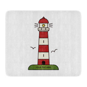 Rood en wit maritieme uitkijktoren vuurtoren snijplank