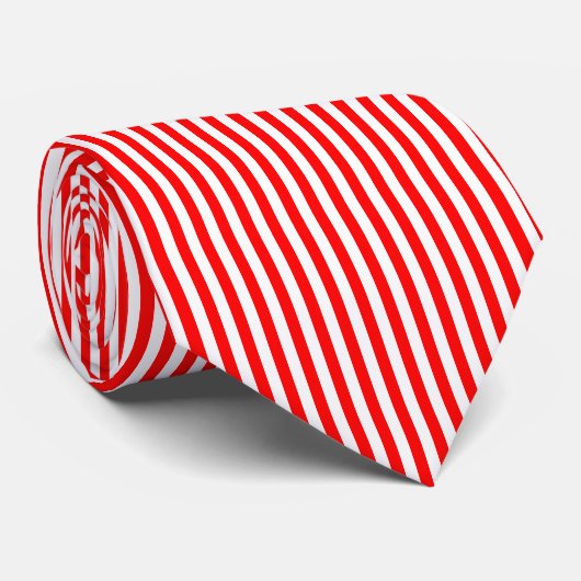 Rood en Wit Medium Grootte Verticale Strepen Stropdas (Opgerold)