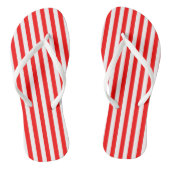 Rood en Wit Medium Grootte Verticale Strepen Teenslippers (Voetbed)