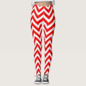 Rood en Wit Medium Size Chevron Leggings (Voorkant)