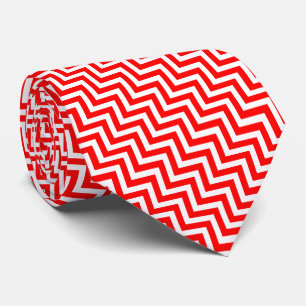 Rood en Wit Medium Size Diagonale Chevron Stropdas