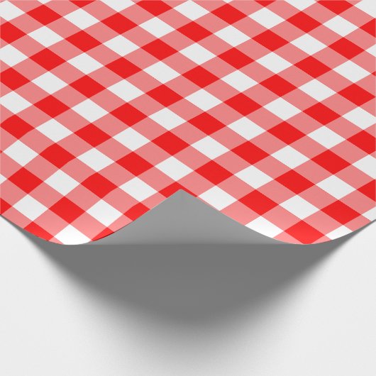 Rood en Wit Medium Size Gingham Checks Cadeaupapier (Hoek)