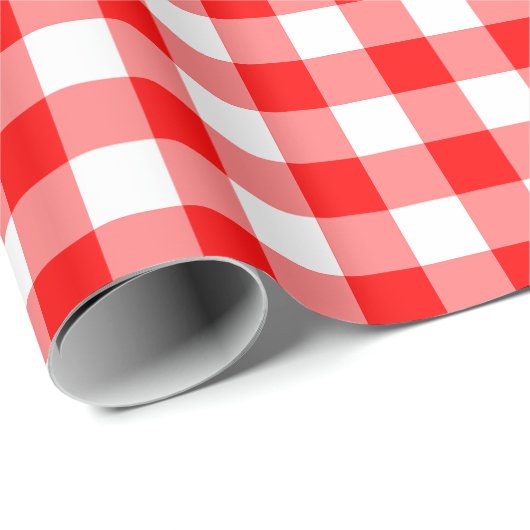 Rood en Wit Medium Size Gingham Checks Cadeaupapier (Rol Hoek)