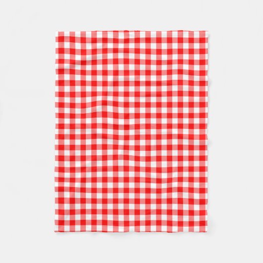 Rood en Wit Medium Size Gingham Checks Fleece Deken (Voorkant)