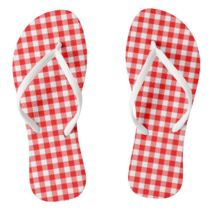 Rood en Wit Medium Size Gingham Checks Teenslippers