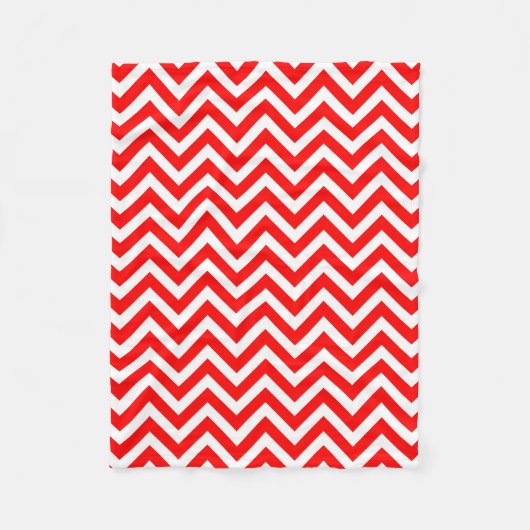 Rood en Wit Medium Size Horizontale Chevron Fleece Deken (Voorkant)