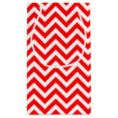 Rood en Wit Medium Size Horizontale Chevron Klein Cadeauzakje (Achterkant)