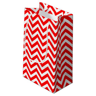 Rood en Wit Medium Size Horizontale Chevron Klein Cadeauzakje