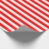 Rood en Wit Medium Size Horizontale Stripes Cadeaupapier (Hoek)