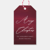 Rood en wit Merry Christmas Script Gift Label Cadeaulabel (Voorkant)