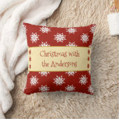 Rood en wit met sneeuwvlokken en kerstmis kussen (Deken)