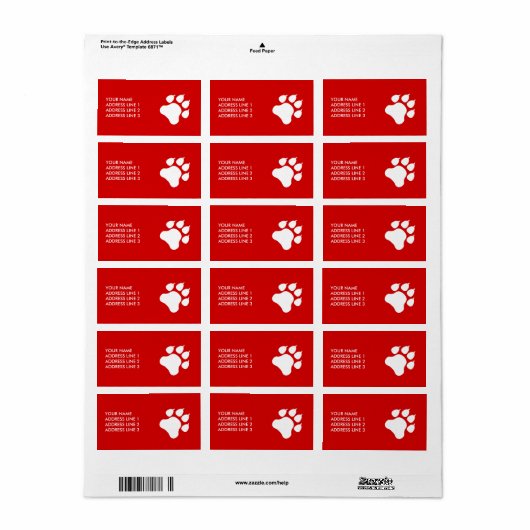 Rood en wit met tekst - Kies uw kleur Etiket (Full Sheet)