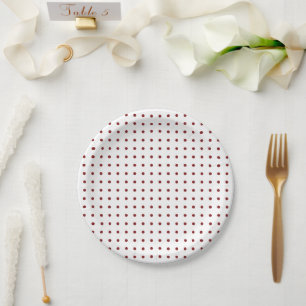 Rood en Wit Minimalistische Polka Dots g1 Papieren Bordje