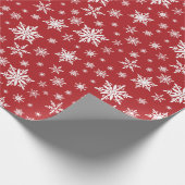 Rood en wit modern sneeuwvlok inpakpapier (Hoek)