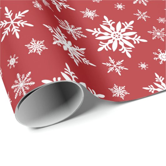 Rood en wit modern sneeuwvlok inpakpapier (Rol Hoek)