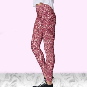 Rood en wit modern stijlvol trendy patroon leggings