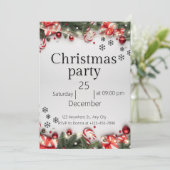 Rood en wit moderne kerst uitnodiging (Staand voorkant)